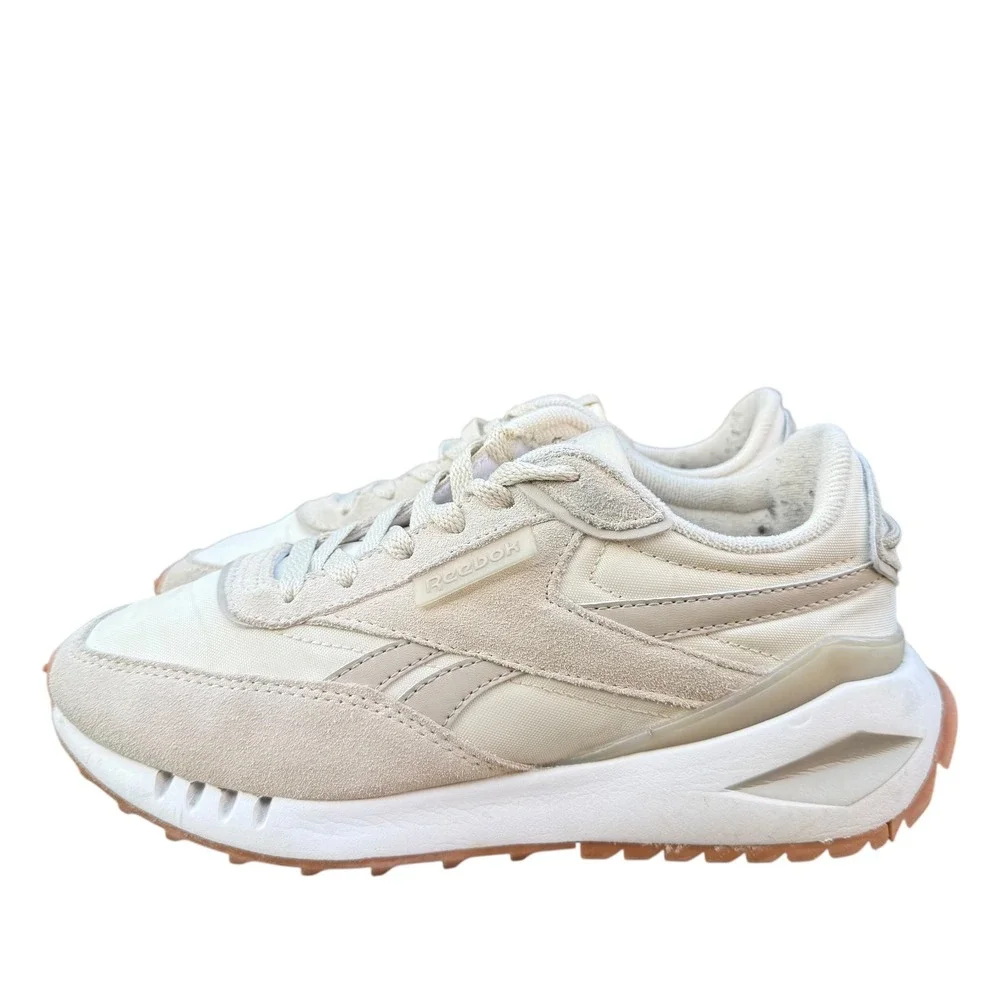 Reebok Galaxy 10 Women's Size 7 Beige Suede Running Shoes Ortholite Gum Sole